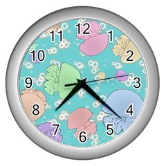 Jellyfish Animal Translucent Wall Clock (silver)