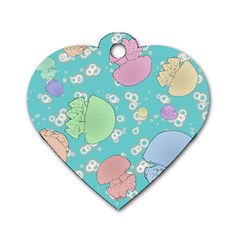 Jellyfish Animal Translucent Dog Tag Heart (two Sides) by Semog4