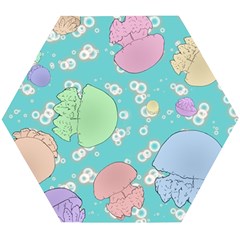 Jellyfish Animal Translucent Wooden Puzzle Hexagon by Semog4