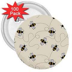 Insects Bees Digital Paper 3  Buttons (100 Pack) 