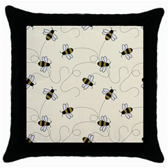 Insects Bees Digital Paper Throw Pillow Case (black)