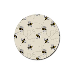 Insects Bees Digital Paper Rubber Coaster (round)