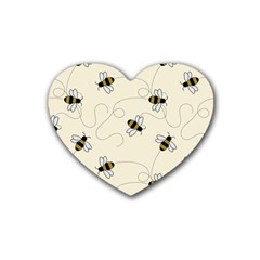 Insects Bees Digital Paper Rubber Coaster (heart) by Semog4