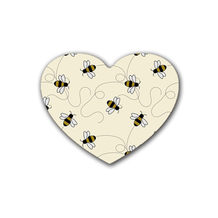 Insects Bees Digital Paper Rubber Heart Coaster (4 pack)