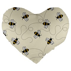 Insects Bees Digital Paper Large 19  Premium Flano Heart Shape Cushions