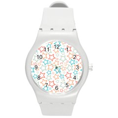 Background Pattern Texture Design Round Plastic Sport Watch (m)