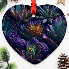 Ai Generated Succulents Flowers Ornament (heart) by Semog4