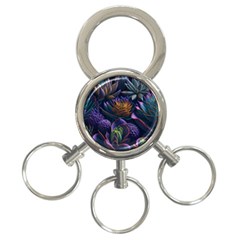 Ai Generated Succulents Flowers 3-ring Key Chain by Semog4