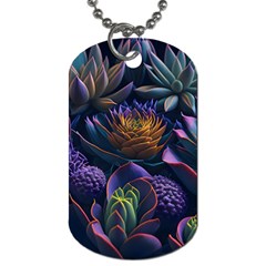 Ai Generated Succulents Flowers Dog Tag (one Side) by Semog4