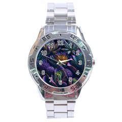 Ai Generated Succulents Flowers Stainless Steel Analogue Watch by Semog4