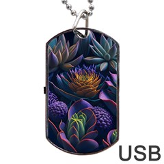 Ai Generated Succulents Flowers Dog Tag Usb Flash (two Sides) by Semog4