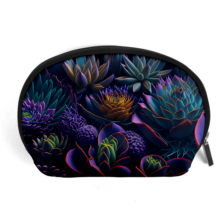 Ai Generated Succulents Flowers Accessory Pouch (Large)