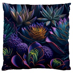 Ai Generated Succulents Flowers Large Premium Plush Fleece Cushion Case (one Side) by Semog4