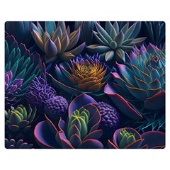 Ai Generated Succulents Flowers Premium Plush Fleece Blanket (medium)