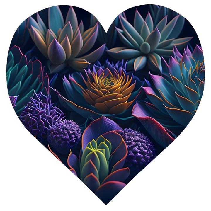 Ai Generated Succulents Flowers Wooden Puzzle Heart