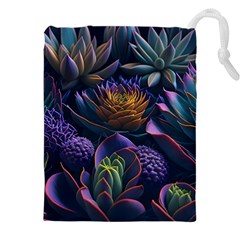 Ai Generated Succulents Flowers Drawstring Pouch (4xl) by Semog4