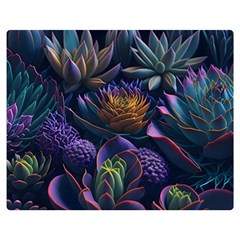 Ai Generated Succulents Flowers One Side Premium Plush Fleece Blanket (medium) by Semog4