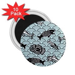 Fish Koi Ocean Sea Oriental Waves 2 25  Magnets (10 Pack)  by Semog4