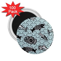 Fish Koi Ocean Sea Oriental Waves 2 25  Magnets (100 Pack)  by Semog4