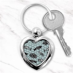 Fish Koi Ocean Sea Oriental Waves Key Chain (heart) by Semog4