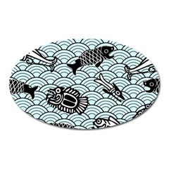 Fish Koi Ocean Sea Oriental Waves Oval Magnet by Semog4