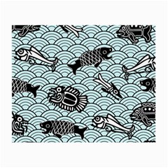 Fish Koi Ocean Sea Oriental Waves Small Glasses Cloth by Semog4