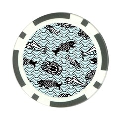 Fish Koi Ocean Sea Oriental Waves Poker Chip Card Guard by Semog4