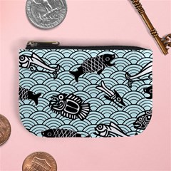 Fish Koi Ocean Sea Oriental Waves Mini Coin Purse by Semog4