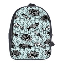 Fish Koi Ocean Sea Oriental Waves School Bag (large) by Semog4