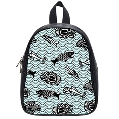 Fish Koi Ocean Sea Oriental Waves School Bag (small) by Semog4