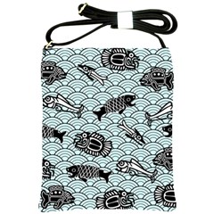 Fish Koi Ocean Sea Oriental Waves Shoulder Sling Bag