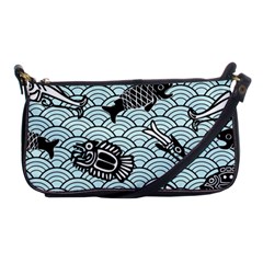 Fish Koi Ocean Sea Oriental Waves Shoulder Clutch Bag