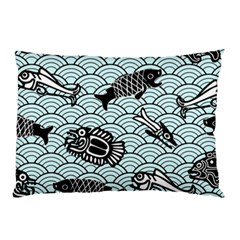 Fish Koi Ocean Sea Oriental Waves Pillow Case (two Sides) by Semog4