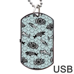 Fish Koi Ocean Sea Oriental Waves Dog Tag Usb Flash (one Side) by Semog4