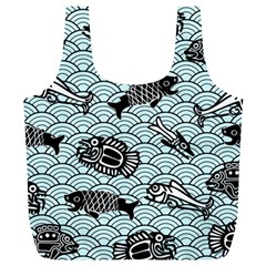 Fish Koi Ocean Sea Oriental Waves Full Print Recycle Bag (xl) by Semog4