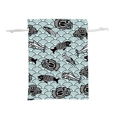 Fish Koi Ocean Sea Oriental Waves Lightweight Drawstring Pouch (l) by Semog4