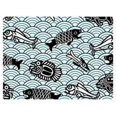 Fish Koi Ocean Sea Oriental Waves One Side Premium Plush Fleece Blanket (extra Small) by Semog4