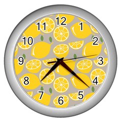 Lemon Background Lemon Wallpaper Wall Clock (silver) by Semog4