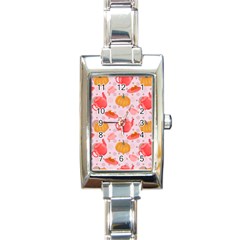 Pumpkin Tea Cup Pie Dessert Rectangle Italian Charm Watch by Semog4