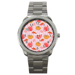 Pumpkin Tea Cup Pie Dessert Sport Metal Watch by Semog4