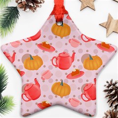 Pumpkin Tea Cup Pie Dessert Star Ornament (two Sides) by Semog4