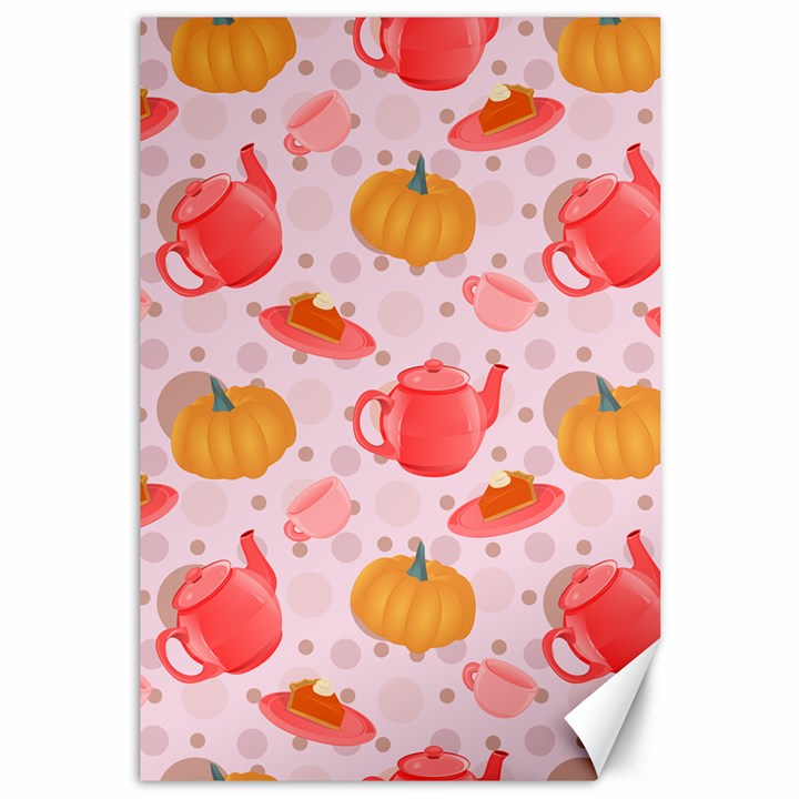 Pumpkin Tea Cup Pie Dessert Canvas 12  x 18 