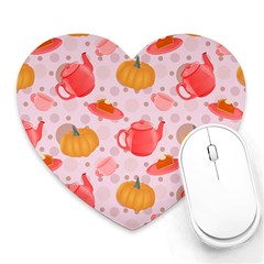 Pumpkin Tea Cup Pie Dessert Heart Mousepad by Semog4