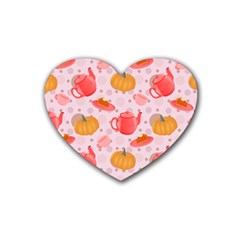 Pumpkin Tea Cup Pie Dessert Rubber Coaster (heart) by Semog4