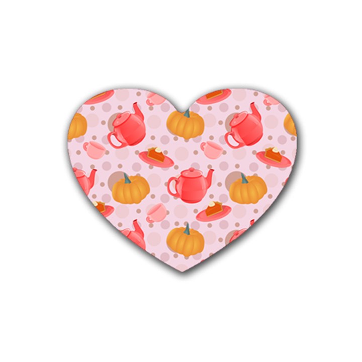 Pumpkin Tea Cup Pie Dessert Rubber Coaster (Heart)