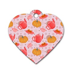 Pumpkin Tea Cup Pie Dessert Dog Tag Heart (one Side) by Semog4