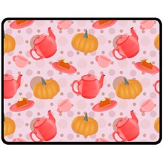 Pumpkin Tea Cup Pie Dessert One Side Fleece Blanket (medium) by Semog4