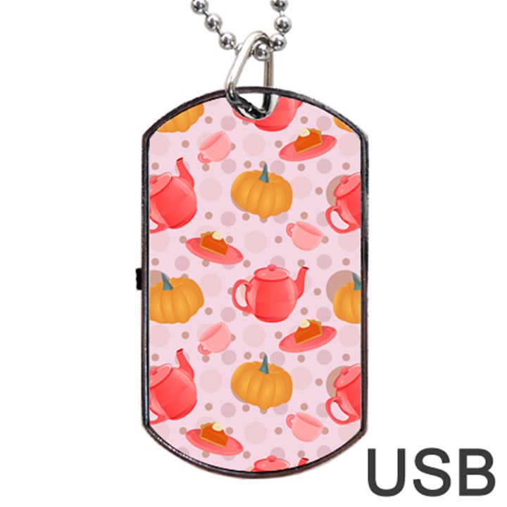 Pumpkin Tea Cup Pie Dessert Dog Tag USB Flash (One Side)