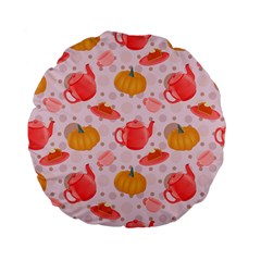 Pumpkin Tea Cup Pie Dessert Standard 15  Premium Flano Round Cushions by Semog4