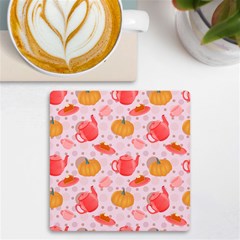 Pumpkin Tea Cup Pie Dessert Uv Print Square Tile Coaster  by Semog4